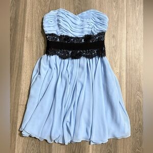 Pearl Georgina Chapman Strapless Light Blue Dress Black Lace Size 4 Prom Formal